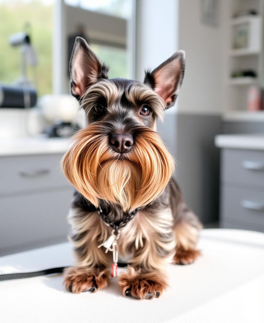 Freshly groomed schnauzer