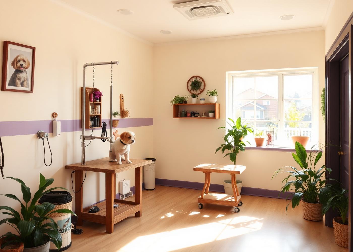 Cozy neighborhood grooming salon interior